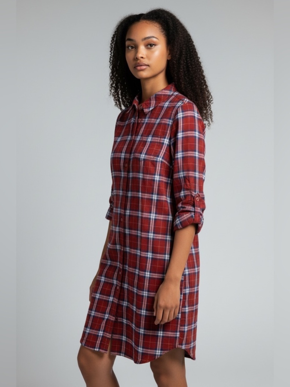 Juicy Couture Red Plaid Button-Up Shirt Dress size 4